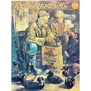 Wall Hanging-Tin-Remington UMC-Nostalgic-Hunter-Ducks-Man and Boy-Licensed 1990